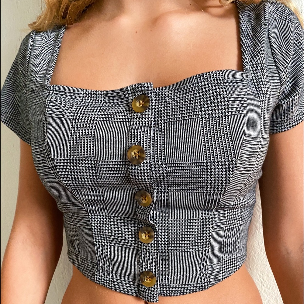 Button up Plaid blouse